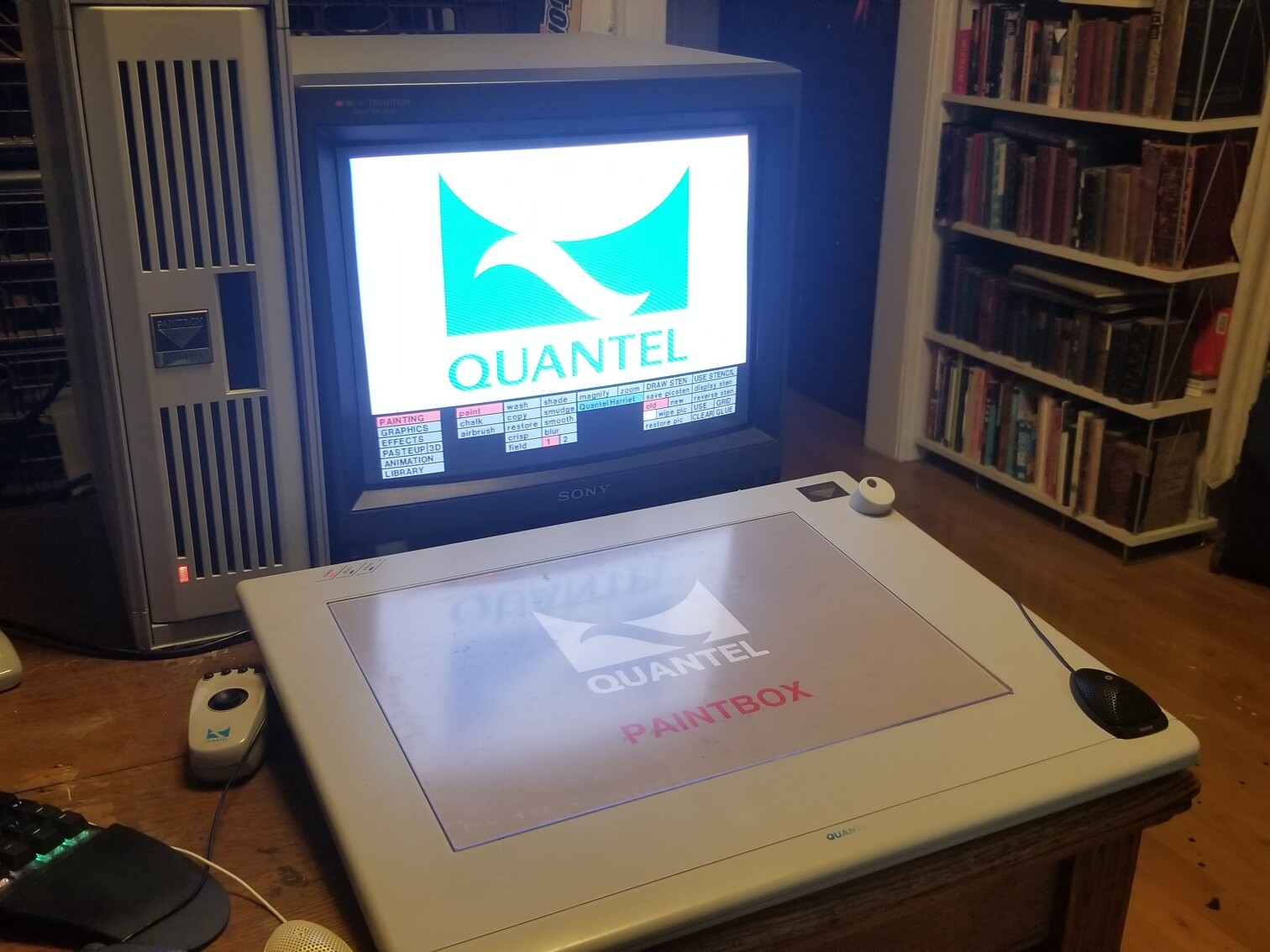 A Quantel Harriet Paintbox with tablet and CRT display.